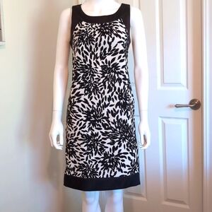 Dressbarn Sheath Dress Sz8 Black White Sleeveless EUC